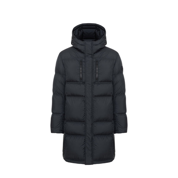 Piumino Uomo lungo, con chiusura frontale nascosta e taschine sul petto